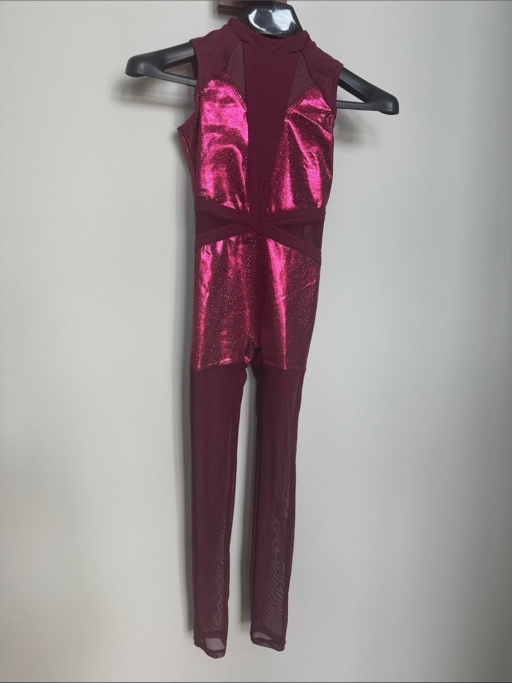 Weissman Burgundy and Metallic Fuchsia Performance Jumpsuit